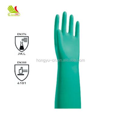 China 15Mil EN374 EN388 EN420 Anti-impact Certified Industrial Nitrile Glove Without Liner for sale