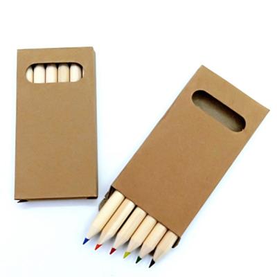 China Promotional Wooden Dustproof Colorful Pencil 3.5 Inch Mini Color Pencil Set With Paper Box Customized For Kids for sale