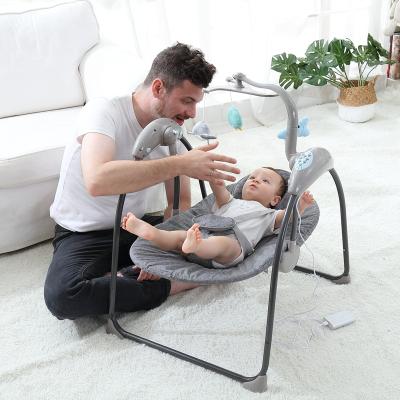 China Low Price Contemporary Cheap Swing Chair With Metal Stand Baby Swing Bouncer Rocking Chair Baby Electronic Music Cradle For Baby Room for sale