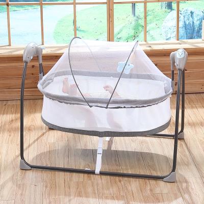 China 2021 Hot Sale New Design Baby Cribs Hutches Contemporary Wooden Oval Crib Hutch Tilting Wooden Electric Bassinet Moses Basket Stand for sale