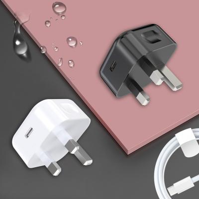 China Type C Power Mobile Phone 18W 3 Pin UK Plug Wall Charger USB-C Adapter Type C and 20W USB C Wall Fast Charger For Phone for sale