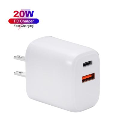 China New 20W Type-C Mobile Phone 2022 Home Plug 5V/3A, 9V/2.2A Travel Plug 20w Wholesale Phone Chargers Palladium Charger Adapter for sale