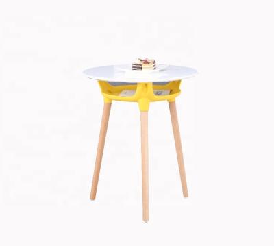 China Best Regular and Flat Selling Small Round Lid Wooden Tea Table Dining Table Coffee Table with Baskets for sale