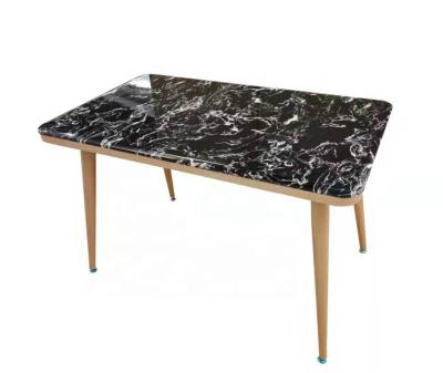 China Beautiful Modern Design Convertible Dining Room Furniture With Transfer Painting Legs Marble Dining Table for sale