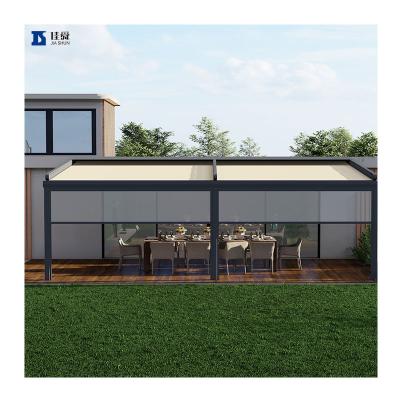 China Sustainable Professional Outdoor Pergola Aluminum Motorized Bioclimatic Electric Retractable Aluminum Pergolas Roof for sale