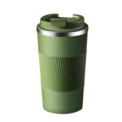 China PORTABLE Reusable 500ML Vacuum Insulated Silicone Coffee Mug Stainless Steel Travel Mug Leakproof Outdoor Coffee Cup With Lid for sale