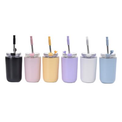 China 280ml PORTABLE Mini Portable Coffee Mug Vacuum Insulated Stainless Steel Sippy Tumblers with Straw Travel Cup Coffee Mug for sale