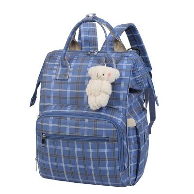 China New Design Water Resistant Plaid Waterproof Baby Diaper Backpack Mom Mum Maternity Bag for sale