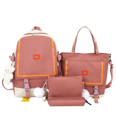 China Hot Sale 4 PCS School Life Cute Duck Set Leisure Girls Kids Backpack School Backpack Set For Teenager for sale