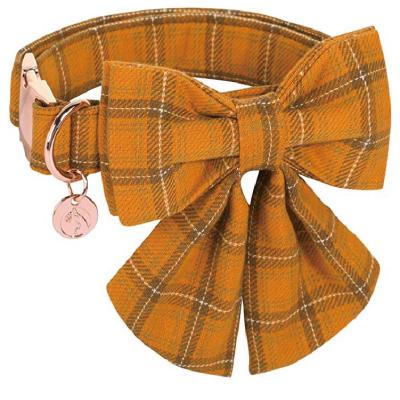 China Factory Directly Padded Inflatable Bowtie Pet Collars Pumpkin Color Adjustable Fashion Buckle Pet Collars/ for sale