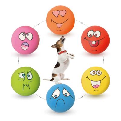 China New Chew Toys Smile Face Sustainable Natural Soft Rubber Ball Dog Squeaky Toys Dog Toys for sale