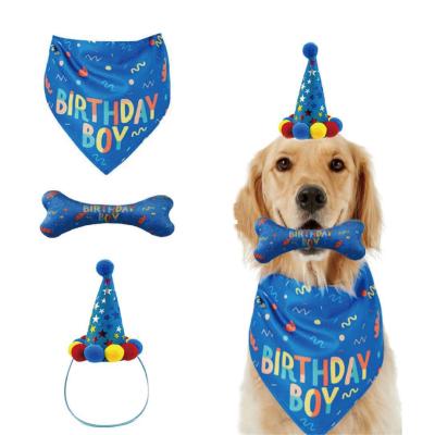 China For Birthday Party Hot Sale Factory Direct Pet Triangle Bones Birthday Set Birthday Toy Dog Dog Bandanas for sale