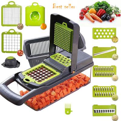 China 2023 Viable Hot Sale Kitchen Multi 12 In 1 Manual Veggie Slicer Dicer Onion Cutter Fruit Vegetable Mandoline Cleaver for sale