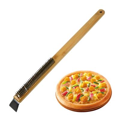 China Viable Pizza Stone Oven Brush Copper Wire Pizza Cleaning Brush With Outdoor Pizza Scraper Oven Accessories for sale