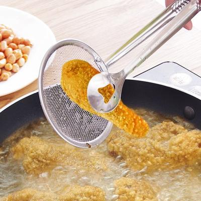 China 28*10cm Stainless Steel Stocked Deep Fryer Tongs With Sieve Frying Kitchen Utensil Homeware 1pcs for sale