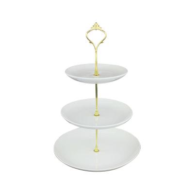 China Viable Ceramic Porcelain Party Cake Stand Wedding Three Tier Platinum Stand for sale