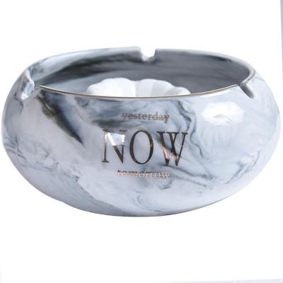 China Hot Selling Coffee Marble Design Ceramic Ashtray with Smoke Extinguishing Nest, Ashtray with Custom Logo for sale