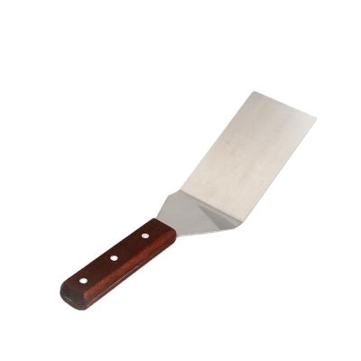 China Stocked Stainless Steel Spatula Set Metal Burger Turner With Wooden Handles for sale