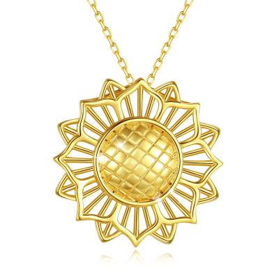 China FASHIONABLE Merryshine 925 Sterling Silver Gold Plated Women My Sunflower Necklace Pendant for sale