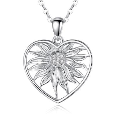 China Sunflower Gifts 925 Sterling Silver You Are My Sunflower Nickel Free Sunflower Pendant Necklace for sale