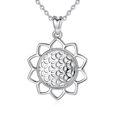 China TRENDY Shape Charm 925 Sterling Silver Daisy Sunflower Flower Sunflower Pendant Necklace for sale