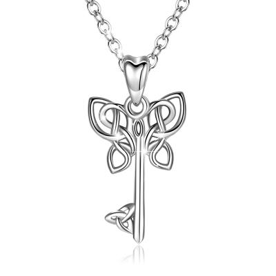 China Environmental Friendly 925 Sterling Silver Antique Celtic Butterfly Knot Head Shaped Pendant Necklace for sale