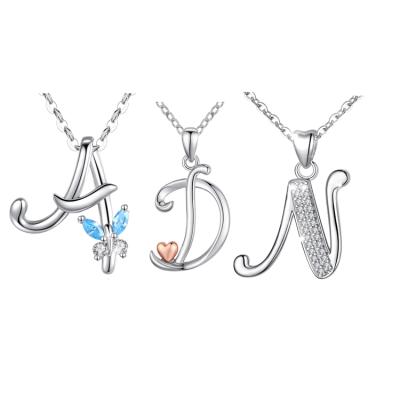 China Custom Women's Butterfly Name Initial Letter 925 Sterling Silver Pendant Necklace Environmentally Friendly for sale