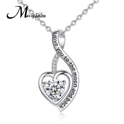 China Customized 925 TRENDY Sterling Silver Costume CZ Diamond Heart Pendant Necklaces Jewelry for sale