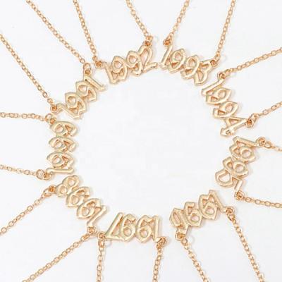 China FASHIONABLE personalized pendant necklace gold silver stainless steel number necklace year of birth custom necklace for women girls for sale