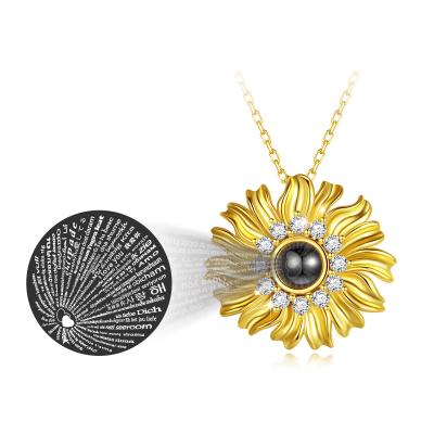 China TRENDY 925 Sterling Silver Sunflower Women Picture Custom Photo Projection Pendant Necklace for sale