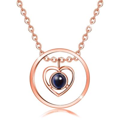 China TRENDY Wholesale 100 Valentines Day Gifts Different Languages ​​Heart Projection Necklace I Love You for sale