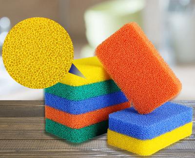 China Hot Sale Viable High Density Kitchen Sponge Silicone Scrubber Durable Cleaning Sponge for sale