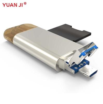 China High Quality Metal All in 1 USB 3.1 OTG Card Reader SD Micro TF Memory Card Reader for sale