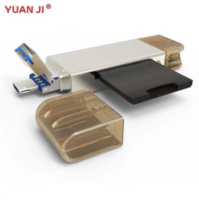 China Multifunction Metal 3 In 1 USB Type C USB Micro SD OTG Card Reader For Business for sale