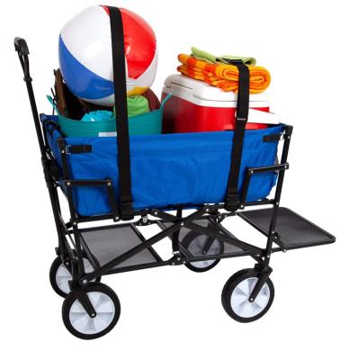 China Hot Sale Storage Steel 600d Camping Cart Double Decker Garden Beach Wheel Folding Cart for sale