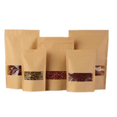 China Wholesale Recyclable See The Kraft Paper Food Packaging Bags Zipper Top Holder Up Pouch for sale