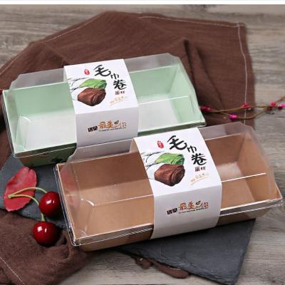 China Wholesale Disposable Cake Pastry Paper Box Sushi Paper Box With Clear PET Cover for sale