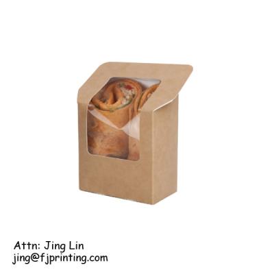 China Recyclable Clean Window Look Custom Heat Seal Printing Paper Board Sandwich Tortilla Chicken Roll Paper Box for sale