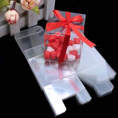 China Disposable Collapsible Rectangular Clear Plastic PVC Gift Boxes For Candy Chocolate Packaging for sale