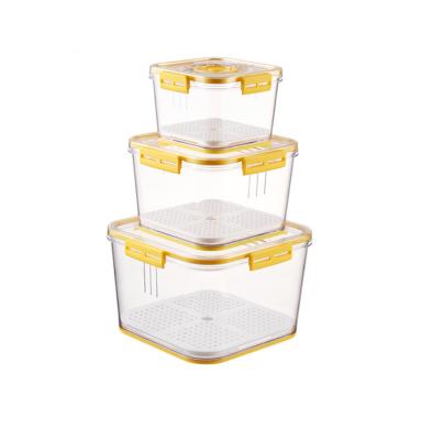 China 2021 New Freshness Preservation Refrigerator Storage Box Clear Food Grade PET Plastic Frozen Fresh Storage Box With Date Indication for sale