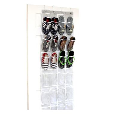 China High Quality Materials Over-the-Door Shoe Rack, Shoe Hanging Rack with 24 Pockets Single Houseware Transparent Over-the-Door Shoe Bags Organize Bag for sale