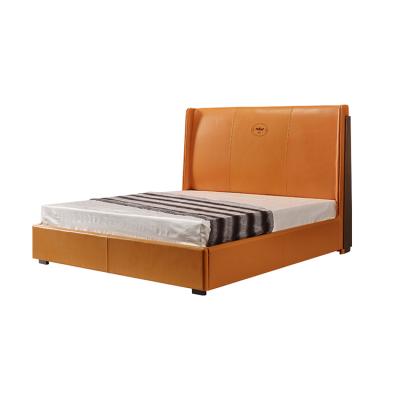 China High Quality And Best Price Modern Design King Size Soft 1.8m Genuine Leather Bed for sale