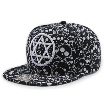 China JOINT Custom Full Skull Printed Hip Hop Hats Graffiti Stitching Color Snapback Caps Wholesale for sale