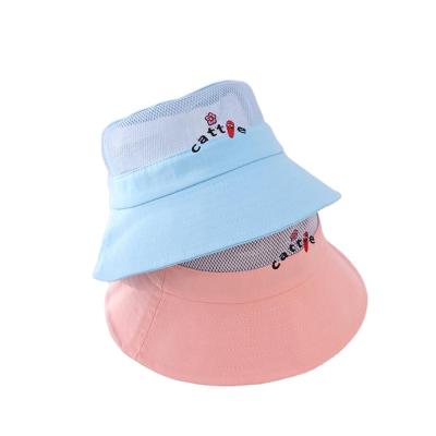 China Custom Funny Cute Outdoor Baby Jean Hat With Mesh Summer Hat Child Dobby Bucket Hat Custom Made for sale