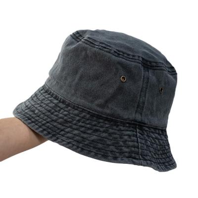 China Custom Reversible Double Cotton Dobby Bucket Hat 100% Sides Embroidery Logo Fishing Hat for sale