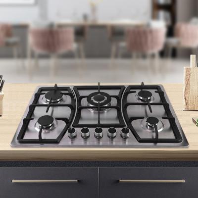 China 5 Burner Ignition Gas Hob Gas Cooker Cooktop Household Stainless Steel Electronic Gas Stove Easily Cleaned to Kitchen Appliances for sale