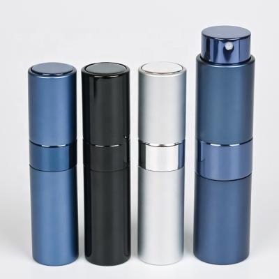 China 8ml 10ml 15ml 20ml Twist Cosmetic Aluminum Fine Mist Travel Refillable Perfume Atomizer for sale