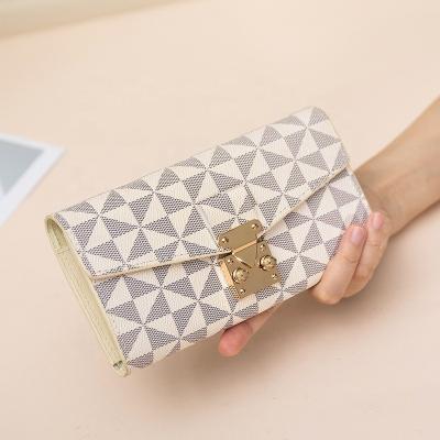 China Luxury designer women purse brands famous style waterproof bag clips women's wallets PU leather purse ladies wallett card holder for sale