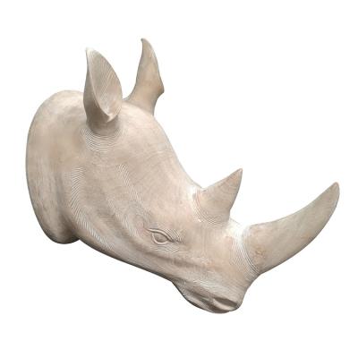 China Modern Fashionable And Simple 3D Wall Hanging Animal Rhino Head Ornament for sale