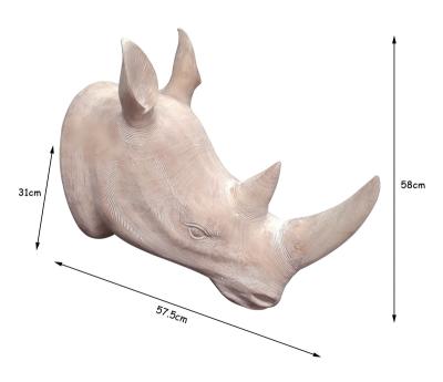 China Modern Customized Display Props Statue Decoration Resin Rhinoceros Animal Head For Home Decor for sale